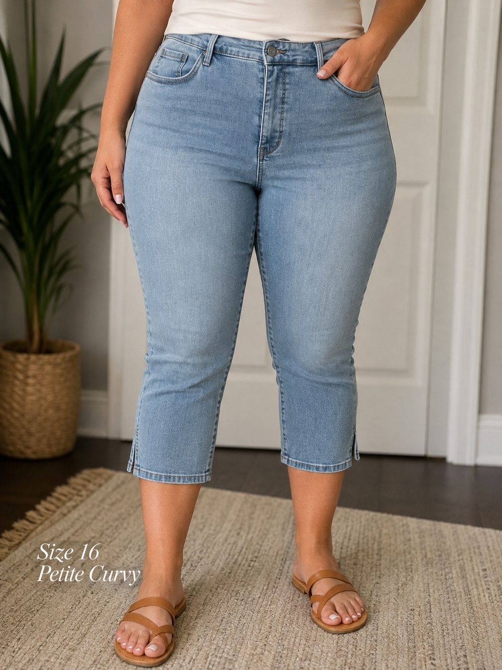NYDJ Curves 360 Capri Jeans Size 16P Petite Light Wash NWT
